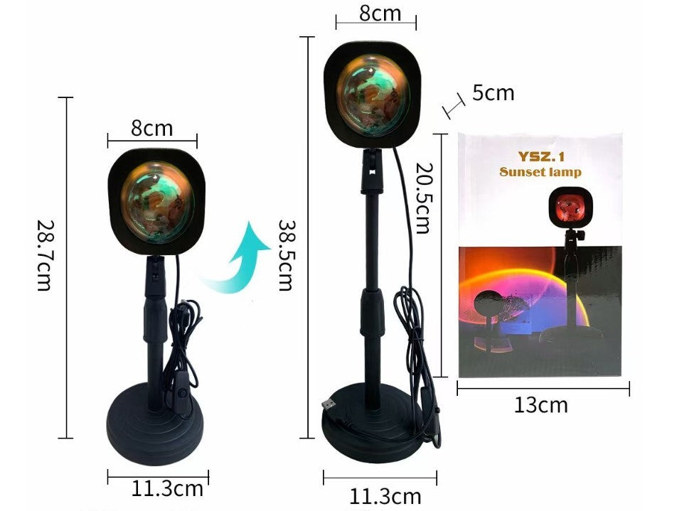Rainbow Sunset Lamp - Oplaadbaar - 180° Rotatie - Sfeerverlichting voor Slaapkamer