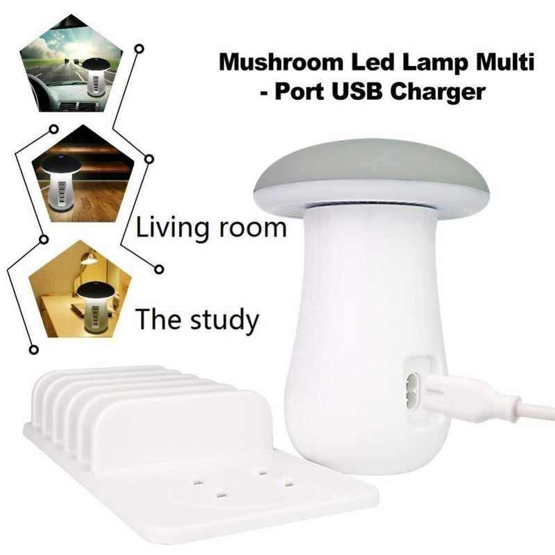 Mushroom Lamp 2-in-1 - LED Lamp met USB Oplader - Nachtlampje & Telefoon Houder - Bureau Accessoire