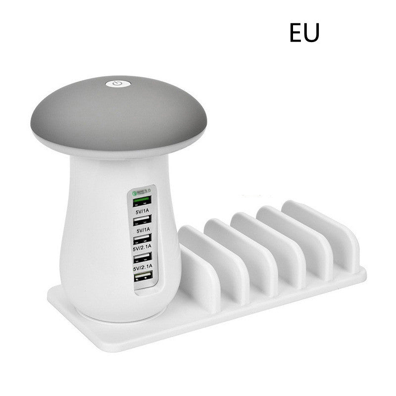 Mushroom Lamp 2-in-1 - LED Lamp met USB Oplader - Nachtlampje & Telefoon Houder - Bureau Accessoire