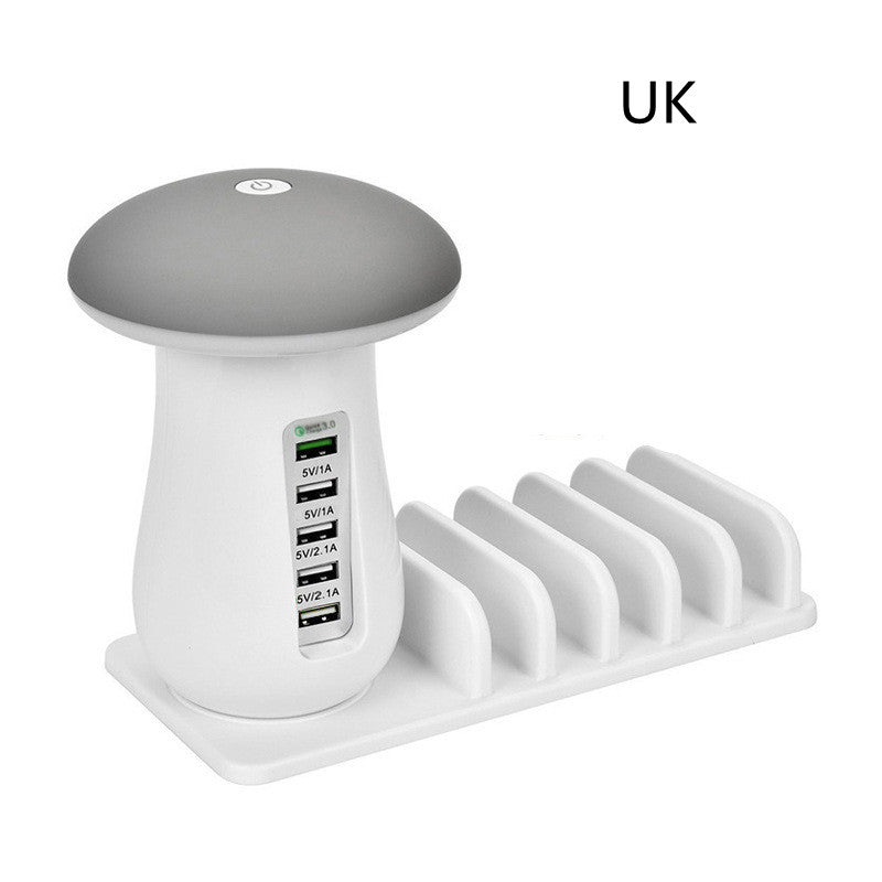 Mushroom Lamp 2-in-1 - LED Lamp met USB Oplader - Nachtlampje & Telefoon Houder - Bureau Accessoire