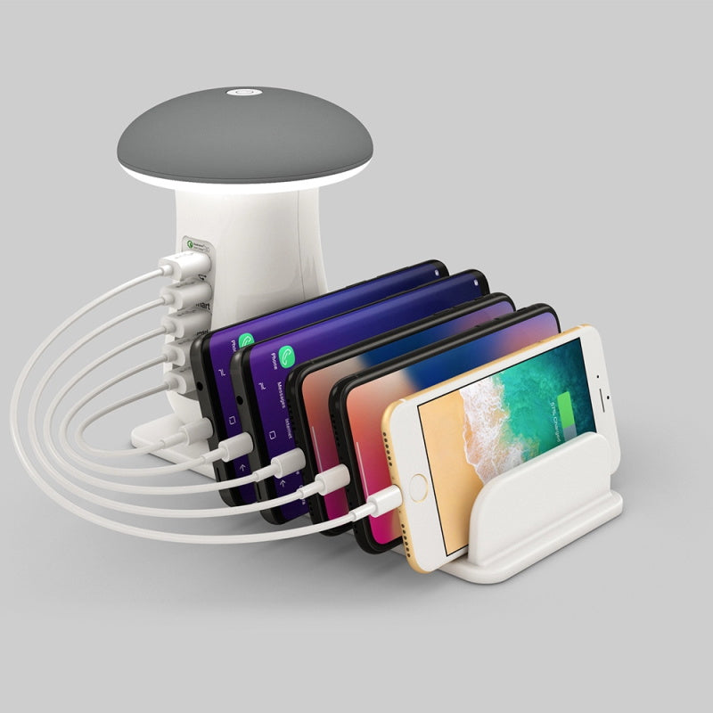 Mushroom Lamp 2-in-1 - LED Lamp met USB Oplader - Nachtlampje & Telefoon Houder - Bureau Accessoire