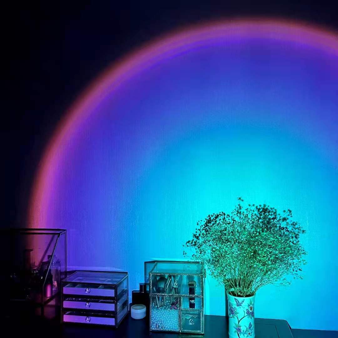 Rainbow Sunset Lamp - Oplaadbaar - 180° Rotatie - Sfeerverlichting voor Slaapkamer