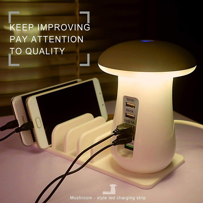 Mushroom Lamp 2-in-1 - LED Lamp met USB Oplader - Nachtlampje & Telefoon Houder - Bureau Accessoire