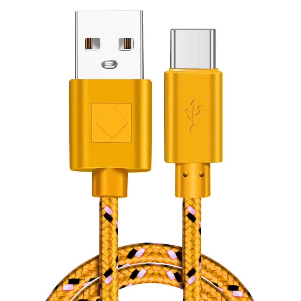USB Type C Cable Nylon Fast Charging Data Cable for Samsung S10 S9 Note 9 Oneplus xiaomi Huawei Mobile Phone Type-c USB-C Cables