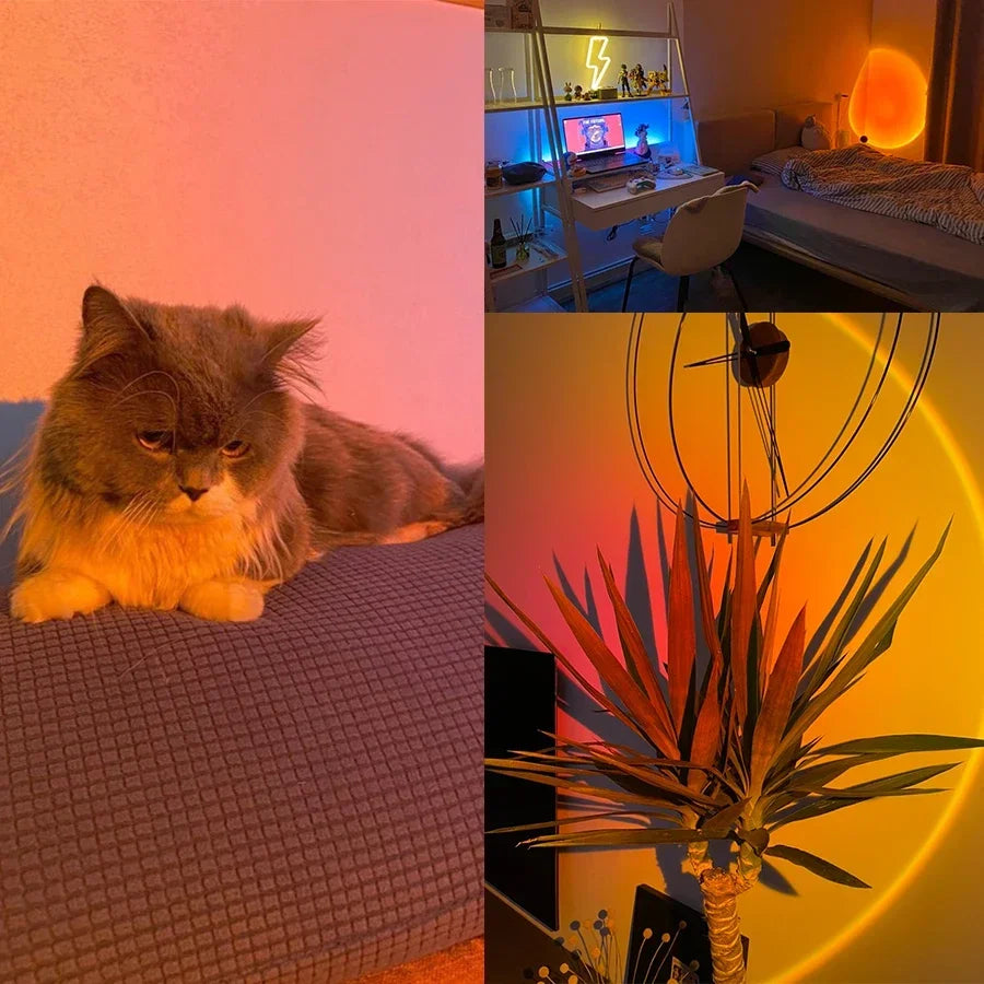 USB Sunset Lamp - Zonsondergang Projector - Sfeerverlichting voor Slaapkamer - Fotografie Achtergrond