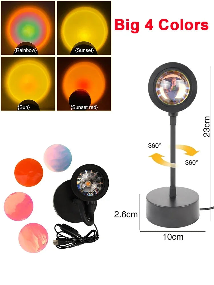 USB Sunset Lamp - Zonsondergang Projector - Sfeerverlichting voor Slaapkamer - Fotografie Achtergrond