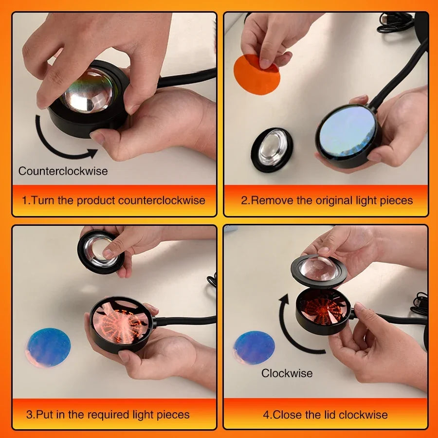 USB Sunset Lamp - Zonsondergang Projector - Sfeerverlichting voor Slaapkamer - Fotografie Achtergrond