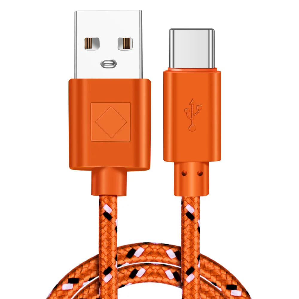USB Type C Cable Nylon Fast Charging Data Cable for Samsung S10 S9 Note 9 Oneplus xiaomi Huawei Mobile Phone Type-c USB-C Cables