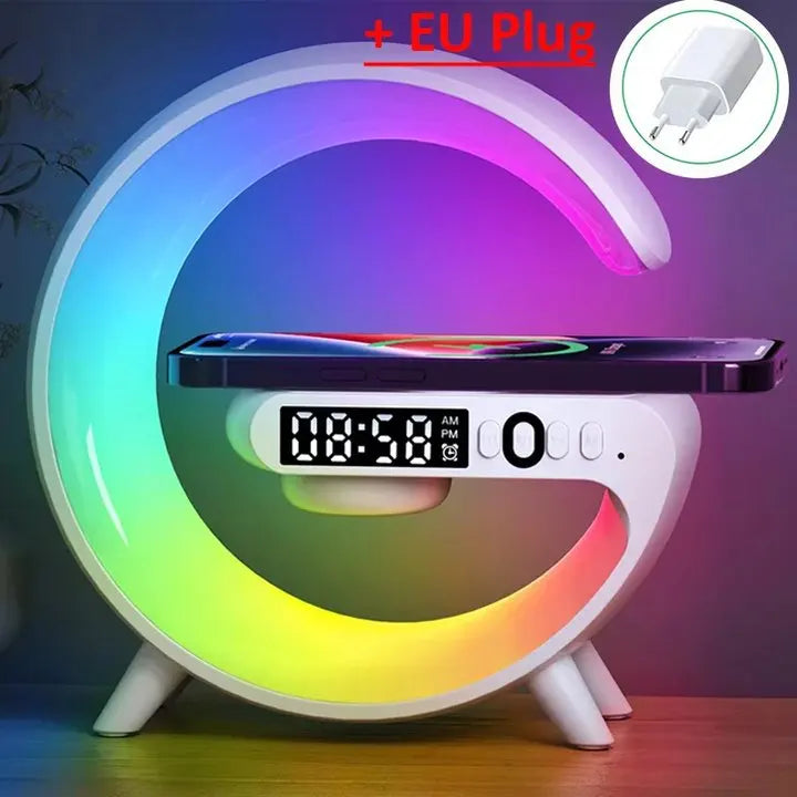 Multifunctioneel Draadloos Oplaadstation met RGB LED - Wekker, Speaker & Nachtlampje - 3-in-1 Charging Dock