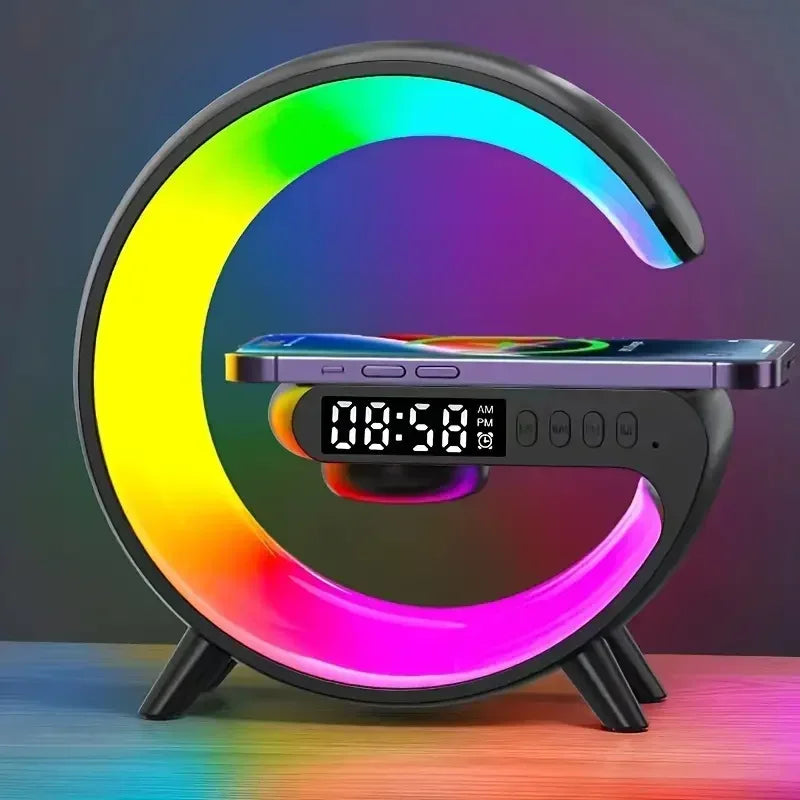 Multifunctioneel Draadloos Oplaadstation met RGB LED - Wekker, Speaker & Nachtlampje - 3-in-1 Charging Dock