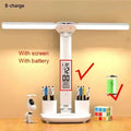Double-Headed LED Table Lamp Dimmable Desk Lamp with Calendar Clock Foldable Eye Protection Reading Night Light