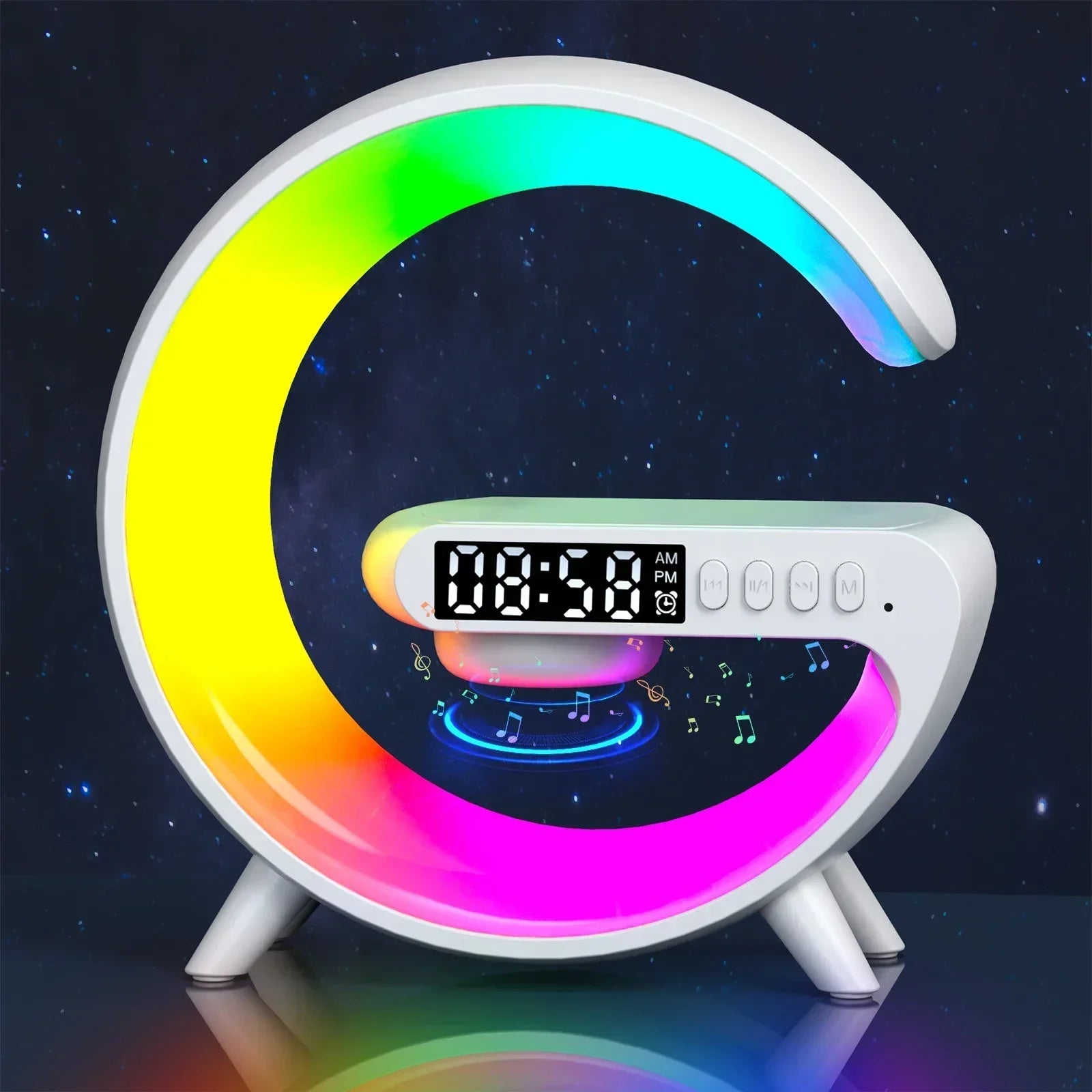 Multifunctioneel Draadloos Oplaadstation met RGB LED - Wekker, Speaker & Nachtlampje - 3-in-1 Charging Dock