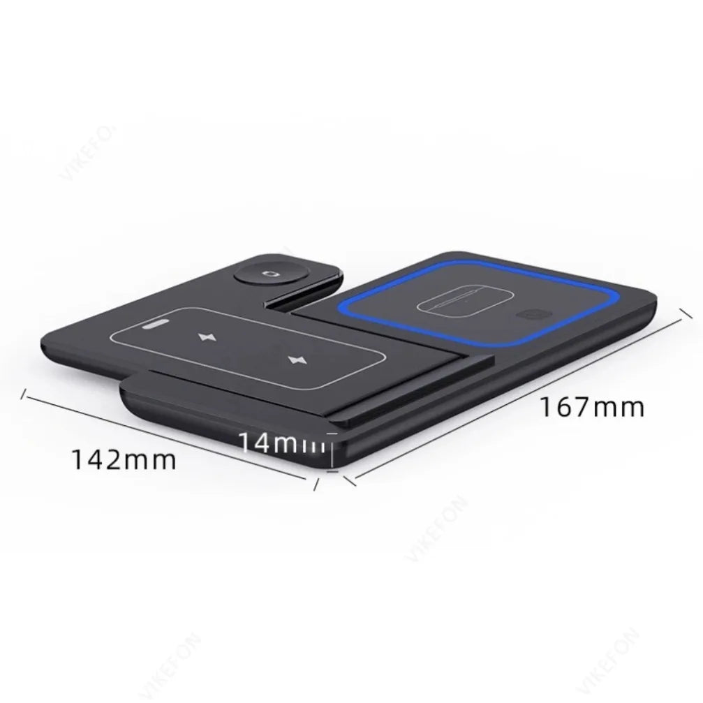 3-in-1 Draadloos Oplaadstation - Opvouwbaar 30W Fast Charging voor iPhone, Apple Watch & AirPods