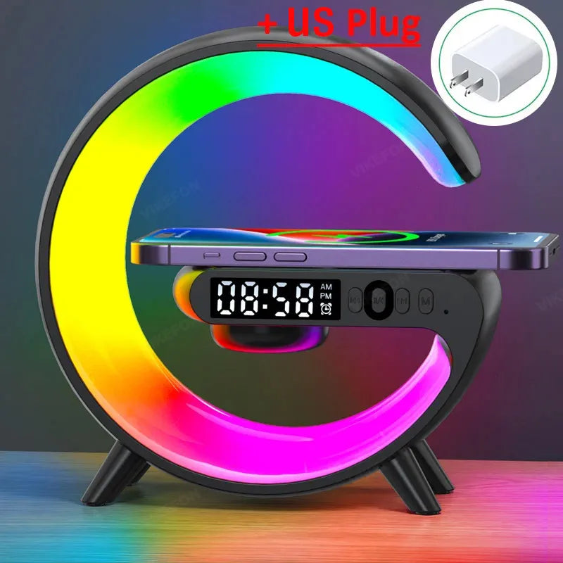 Multifunctioneel Draadloos Oplaadstation met RGB LED - Wekker, Speaker & Nachtlampje - 3-in-1 Charging Dock