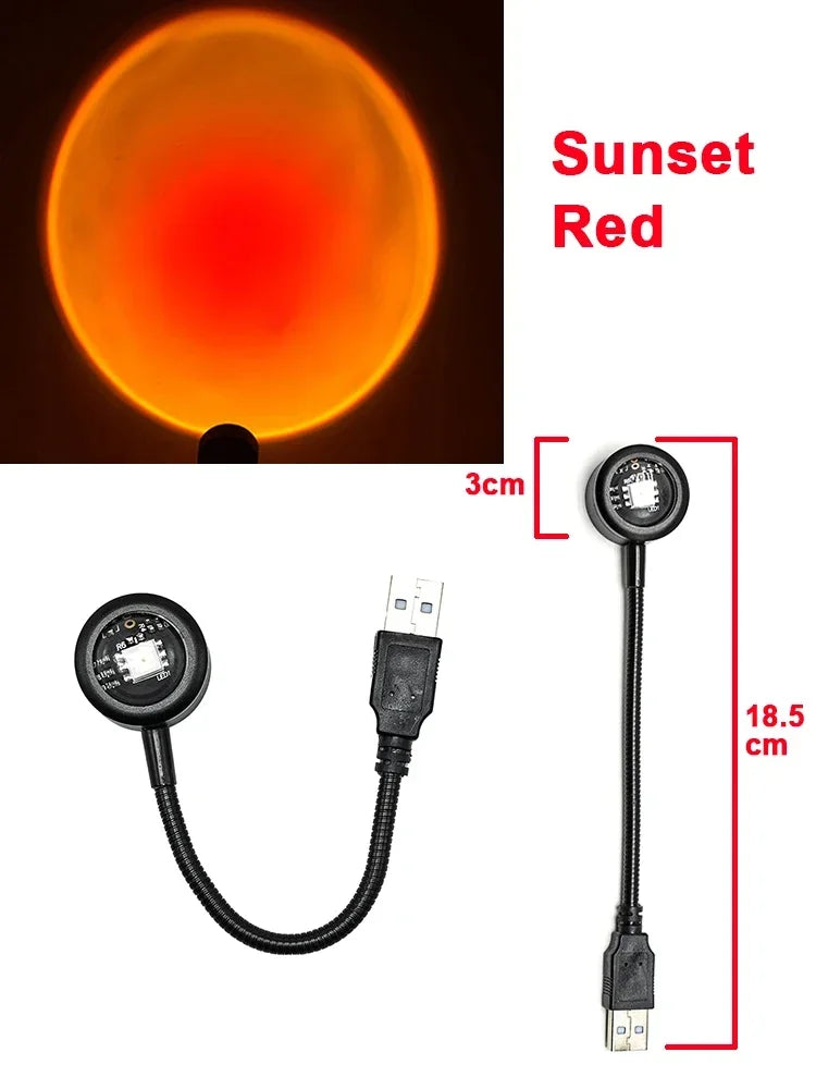 USB Sunset Lamp - Zonsondergang Projector - Sfeerverlichting voor Slaapkamer - Fotografie Achtergrond