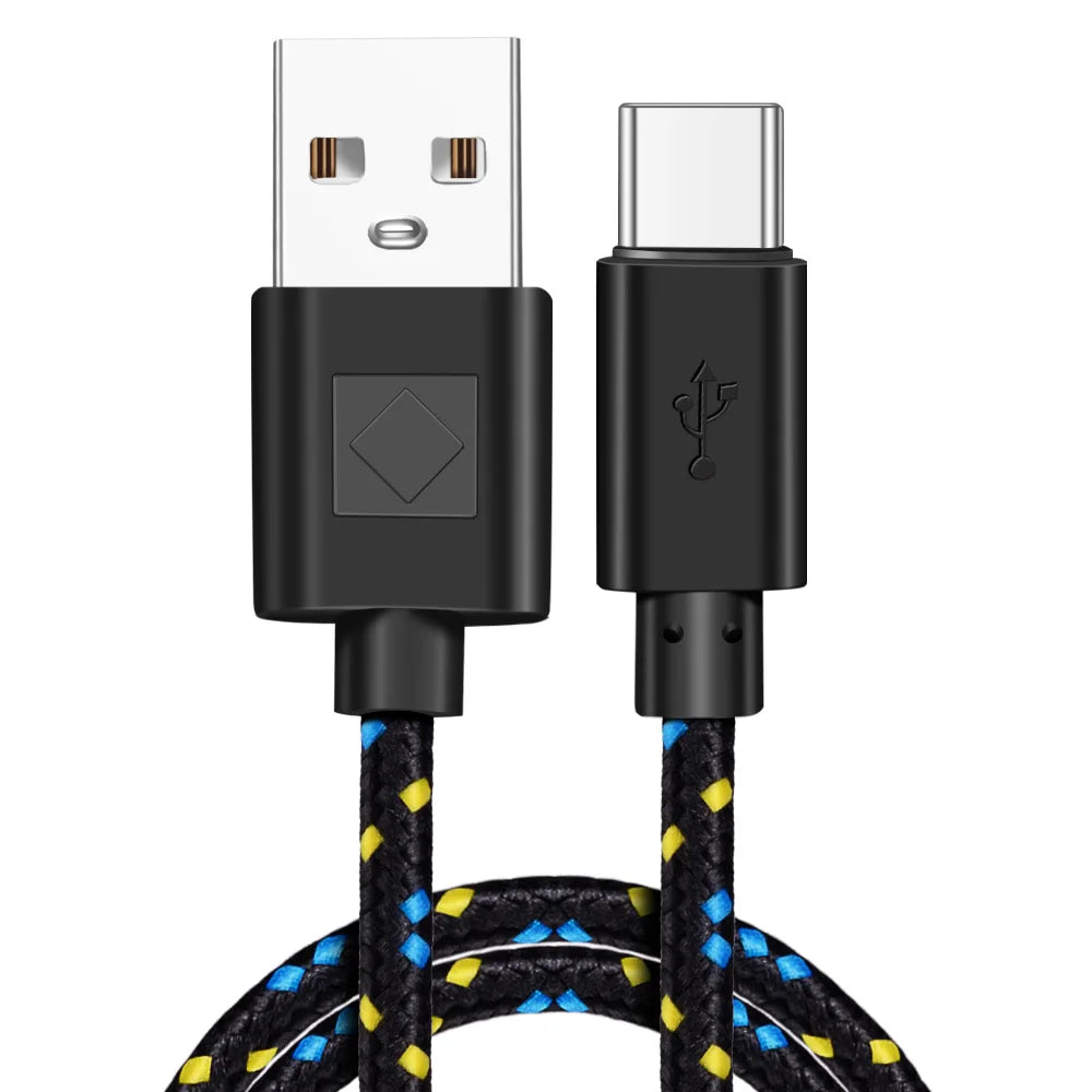 USB Type C Cable Nylon Fast Charging Data Cable for Samsung S10 S9 Note 9 Oneplus xiaomi Huawei Mobile Phone Type-c USB-C Cables