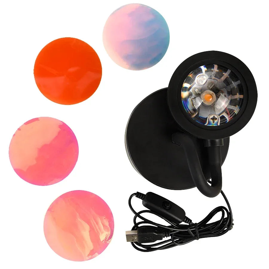 USB Sunset Lamp - Zonsondergang Projector - Sfeerverlichting voor Slaapkamer - Fotografie Achtergrond