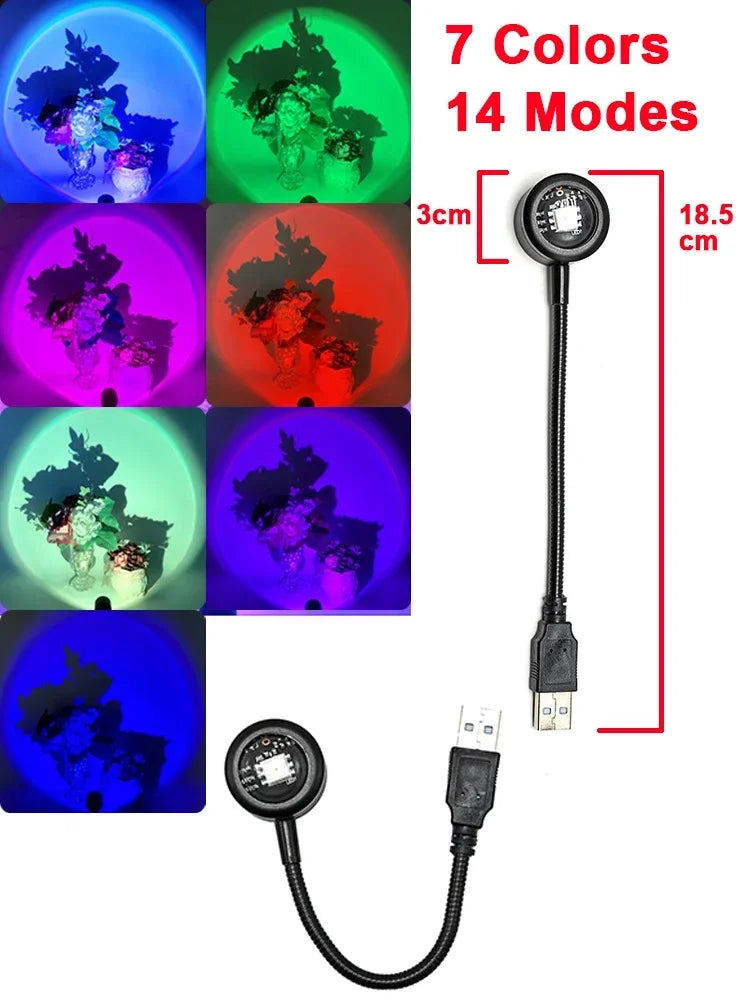 USB Sunset Lamp - Zonsondergang Projector - Sfeerverlichting voor Slaapkamer - Fotografie Achtergrond