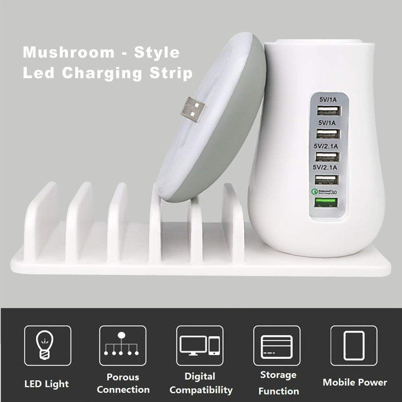 Mushroom Lamp 2-in-1 - LED Lamp met USB Oplader - Nachtlampje & Telefoon Houder - Bureau Accessoire