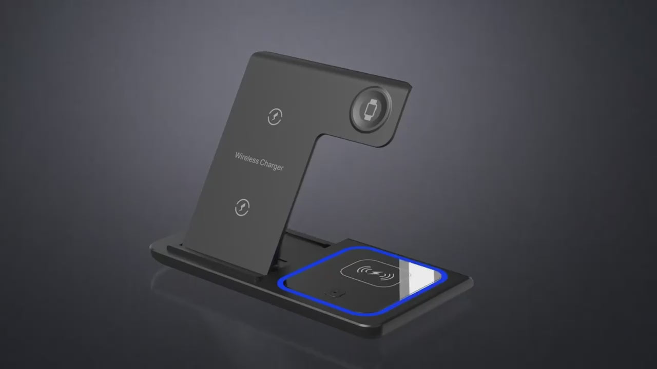 3-in-1 Draadloos Oplaadstation - Opvouwbaar 30W Fast Charging voor iPhone, Apple Watch & AirPods